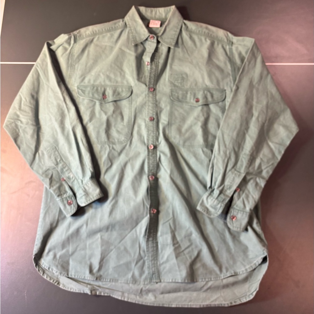 Cotler Men’s Green Medium Cotton Button Down Long Sleeve Shirt